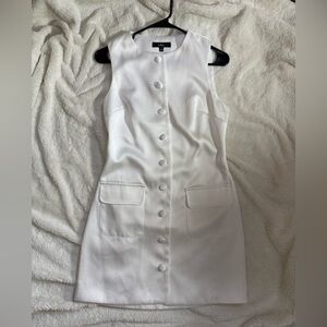 Lulu's White Sleeveless Button-Front Mini Dress